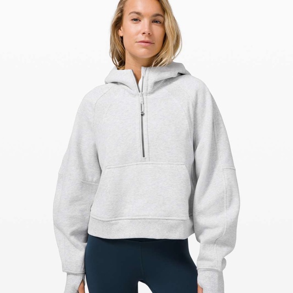 Lululemon Scuba Oversized 1/2 Zip Hoodie in Heathered Ultra Light Grey - XS/S - Picture 1 of 4